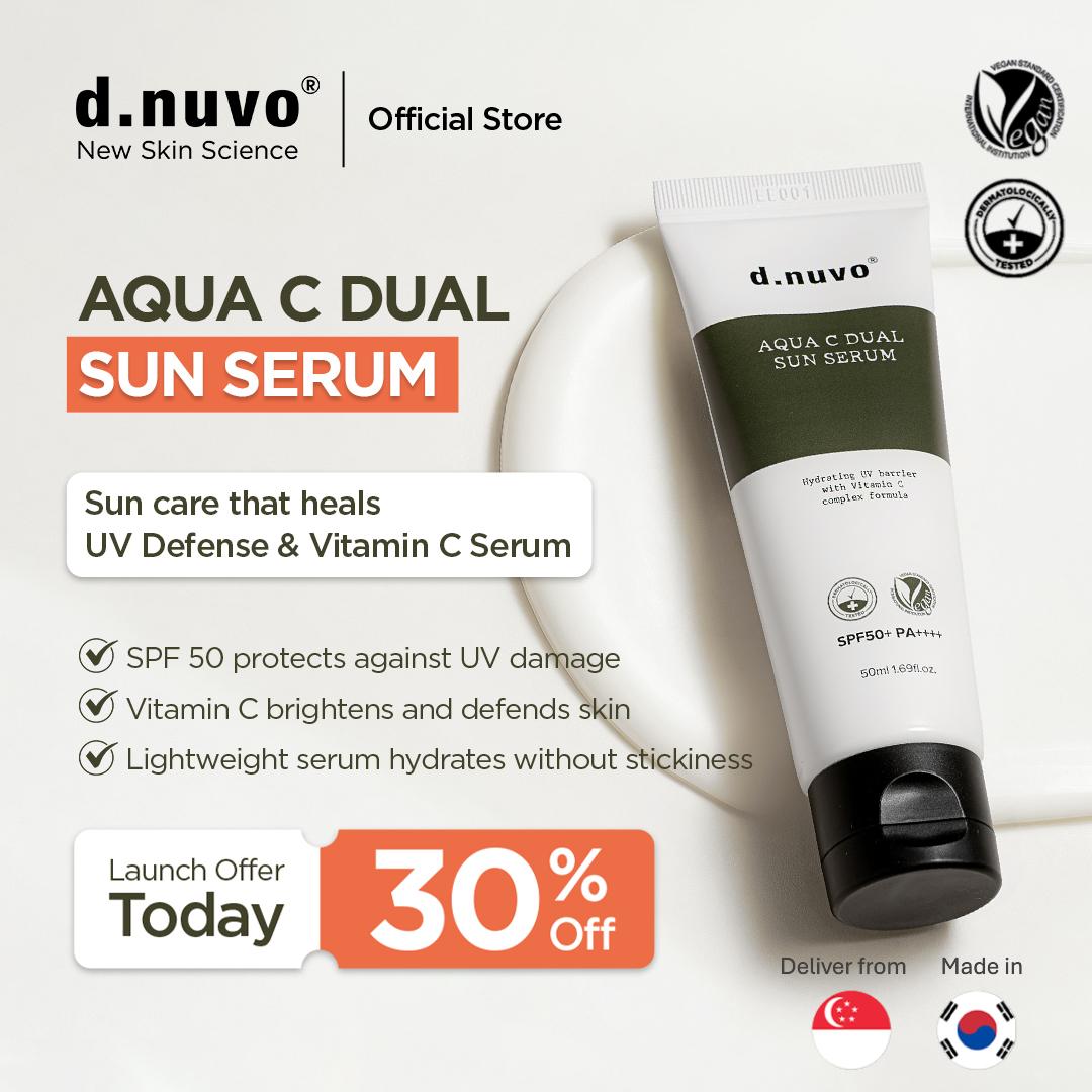d.nuvo Dual C Sun Serum: SPF50+/PA++++ UV filters, brightening and anti-wrinkle . 50mlt
