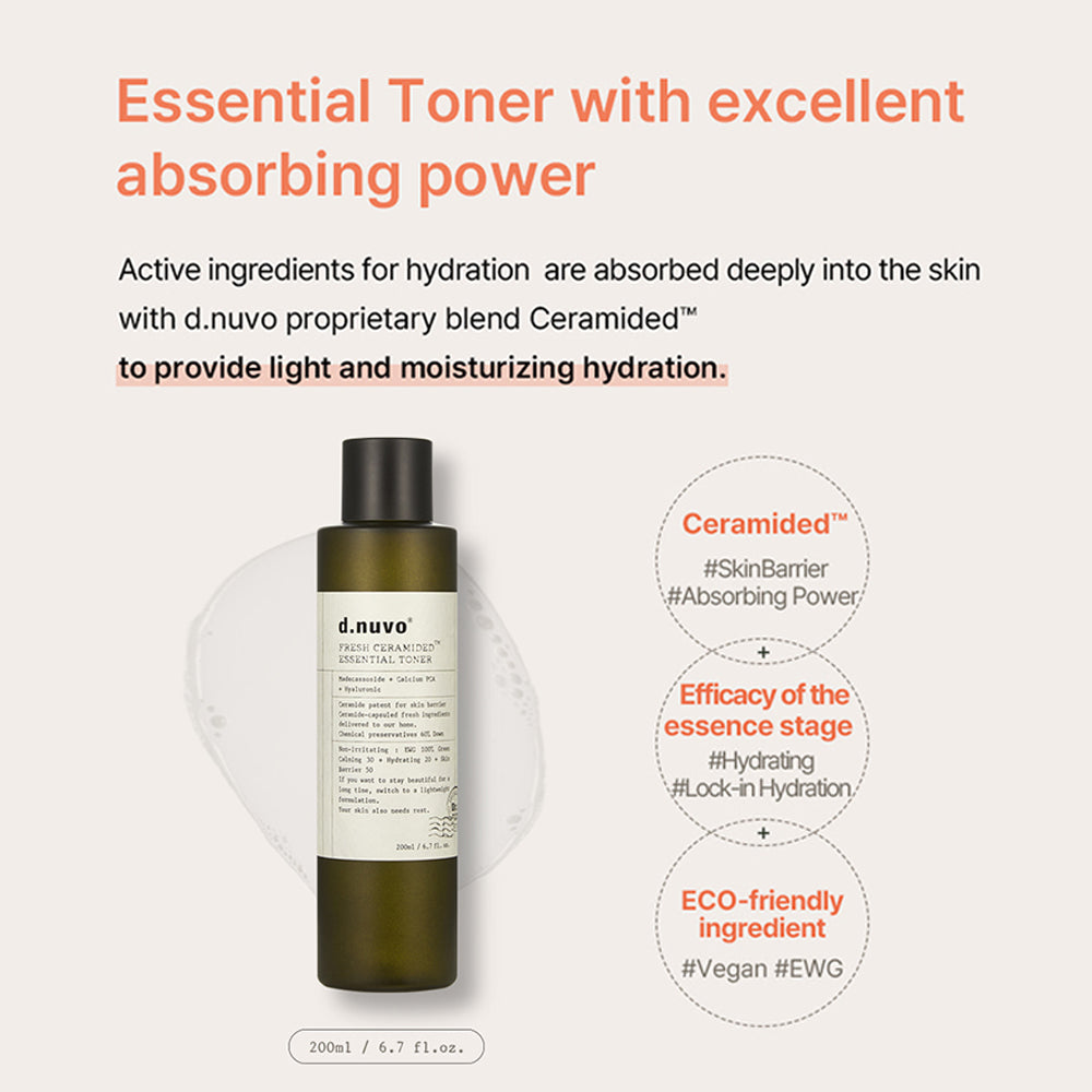 d.nuvo Fresh Ceramided™ Essential Toner – Clinically Strengthens Barrier from Day 1 (200ml)