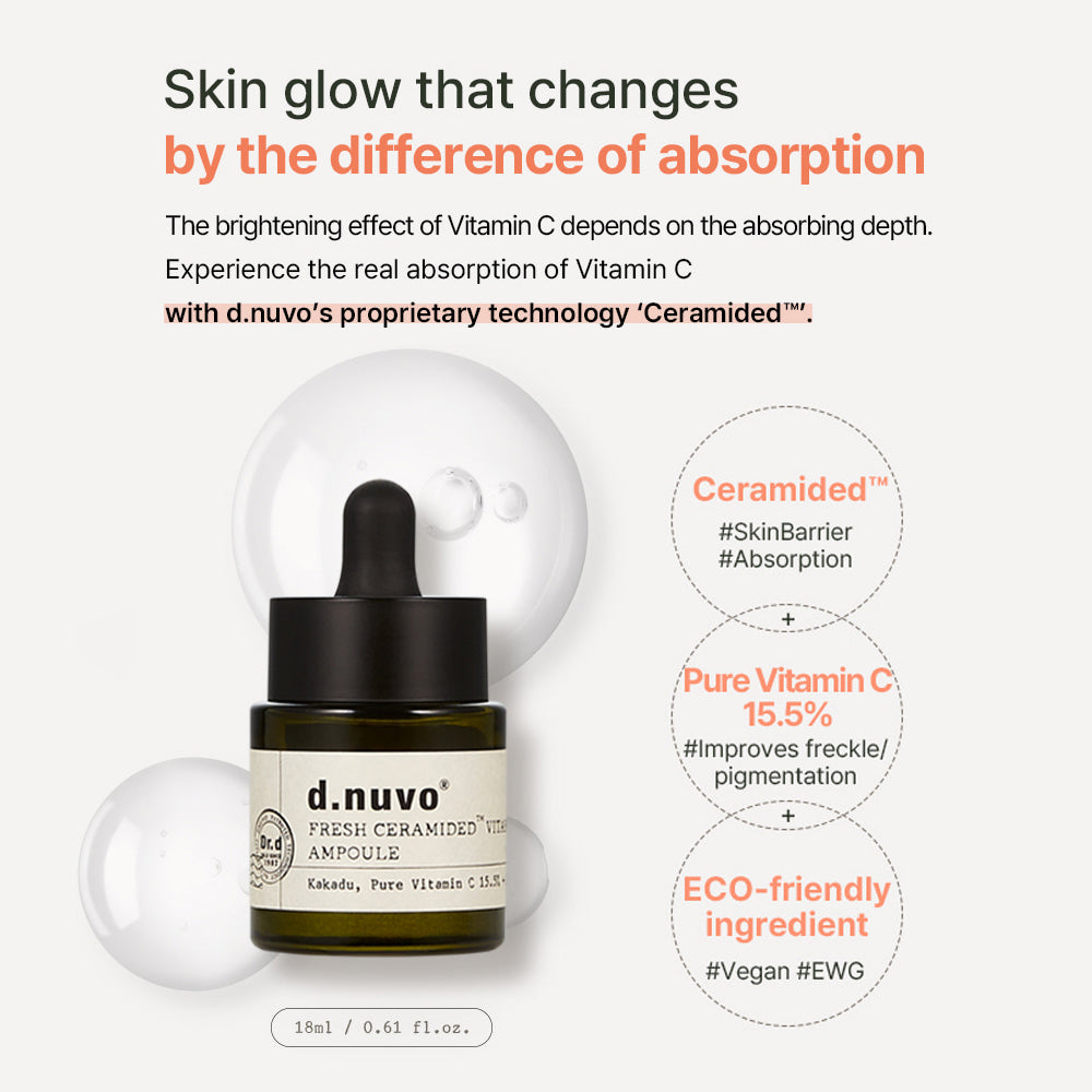 d.nuvo Fresh Ceramided™ Vitamin C Ampoule 15.5% –  Brighter Skin, Zero Irritation (18ml)